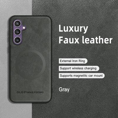 Pelle Sintetica per Custodia per Telefono con Ricarica Wireless Magsafe per Samsung Galaxy S25 Plus S23 S24 FE S22 S21 S20 Note 10 20 Ultra Cover