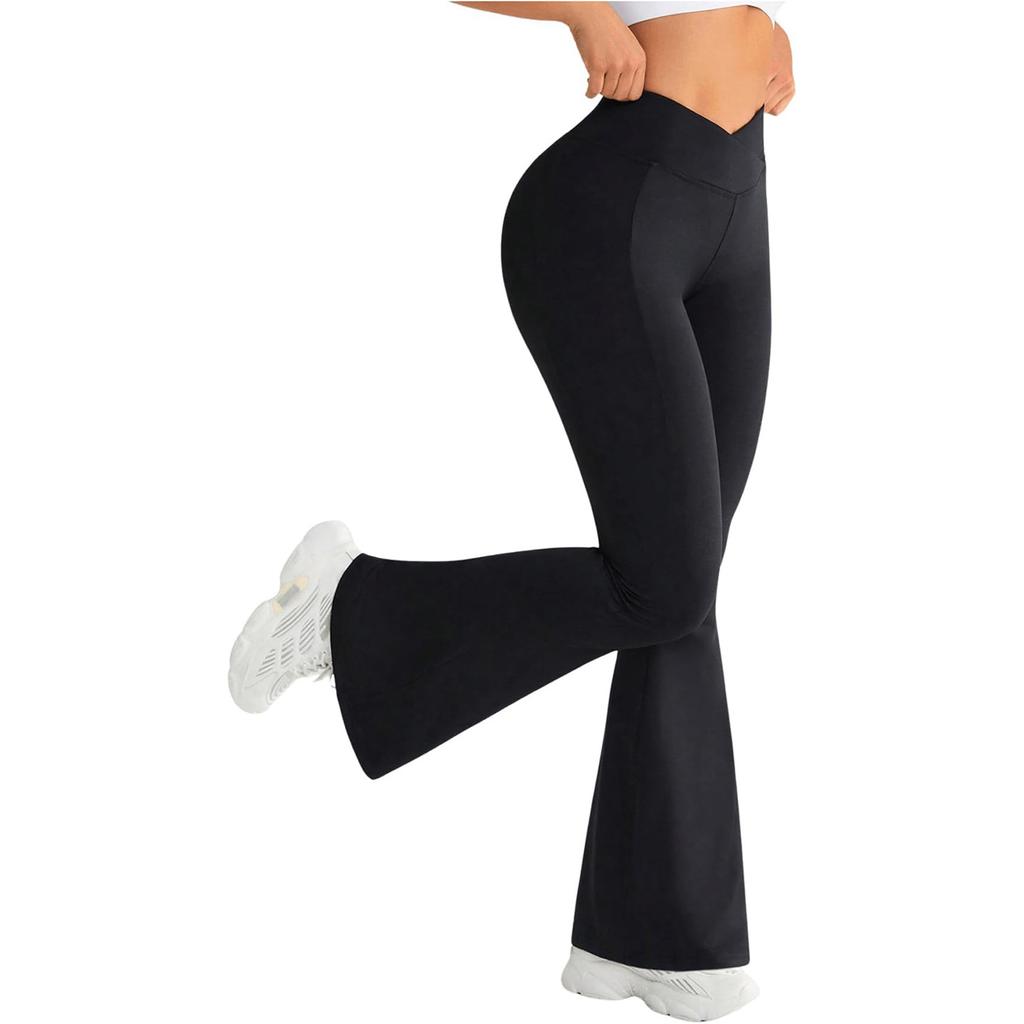European and American Popular V-waist Cross Long Yoga Pants High-intensity Training Horn Outdoor Sports Fitness Wide-leg Pants