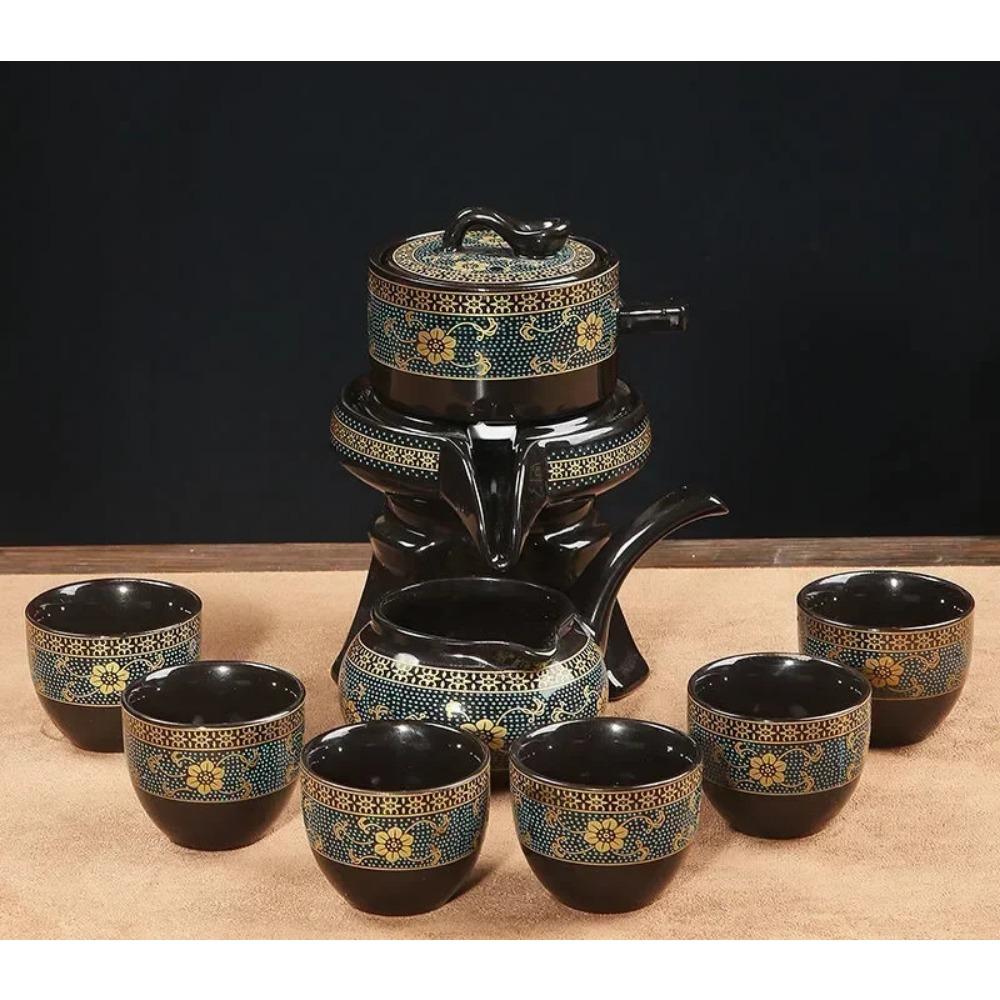 8-teiliges Set Halbautomatische Teesets Chinesisches Keramik-Teeset aus lila Ton Teetasse Das Kung-Fu-Teekannenset