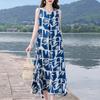 Women's Plus Size Boho Print Sleeveless Maxi Dress, V-Neck Loose Summer Dress