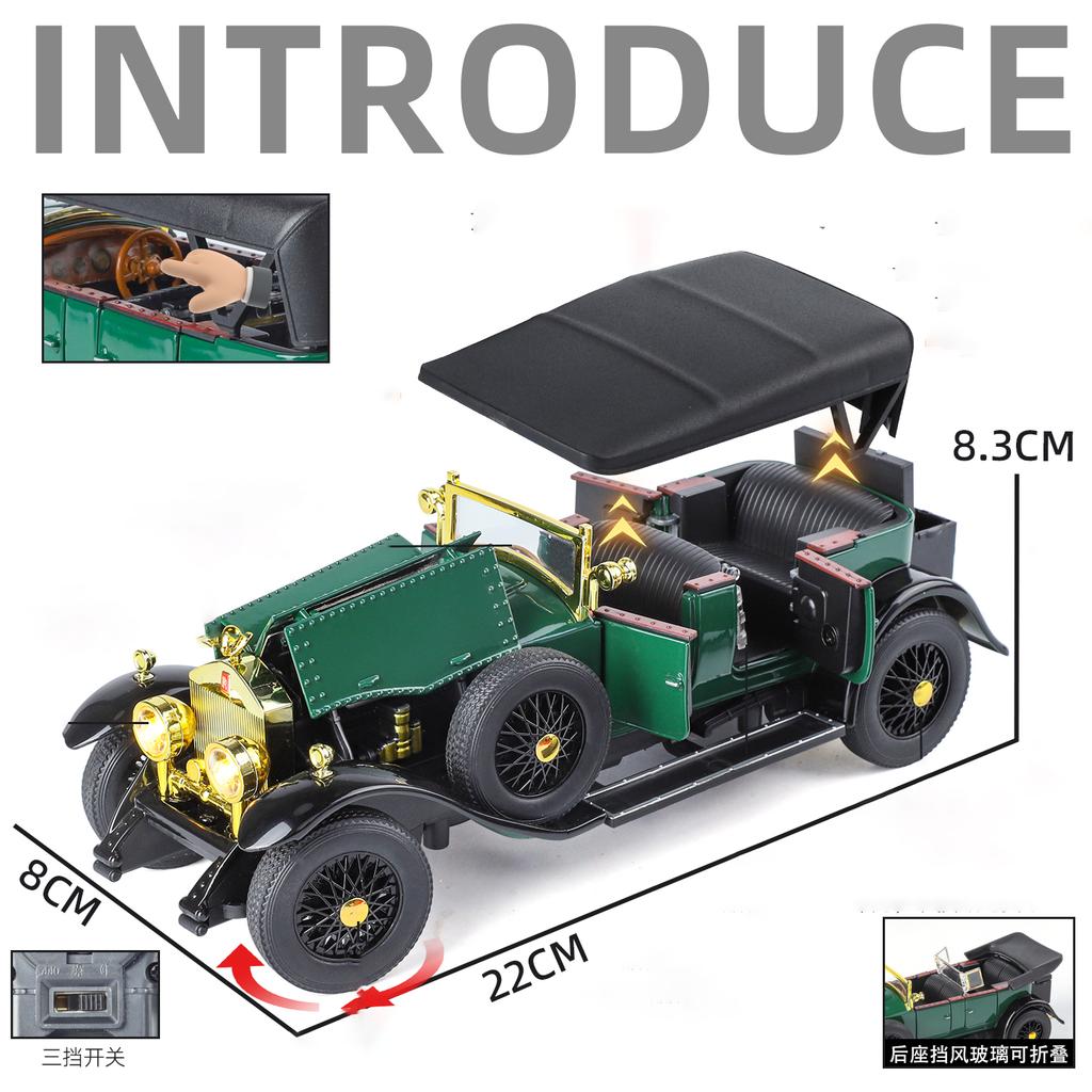 1:24 Rolls Royce Phantom I 1925 Alloy Car Diecasts & Toy Vehicles Metal Toy Car Model Sound and Light Collection Kids Toy