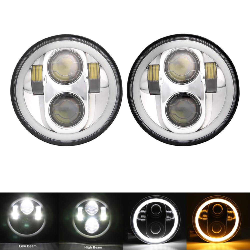 2PCS 5.75 inch LED Headlight Projector for Triumph Rocket iii 3 & Speed Triple & Street Triple 5 3/4" Headlamp For Iron 883 Dyna