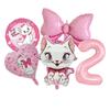 5pcs Marie Cat Bow Balloons Pink Girls Birthday Party Balloons Decoration Cartoon Marie Cat Animal Pet Balloon Baby Shower Decor