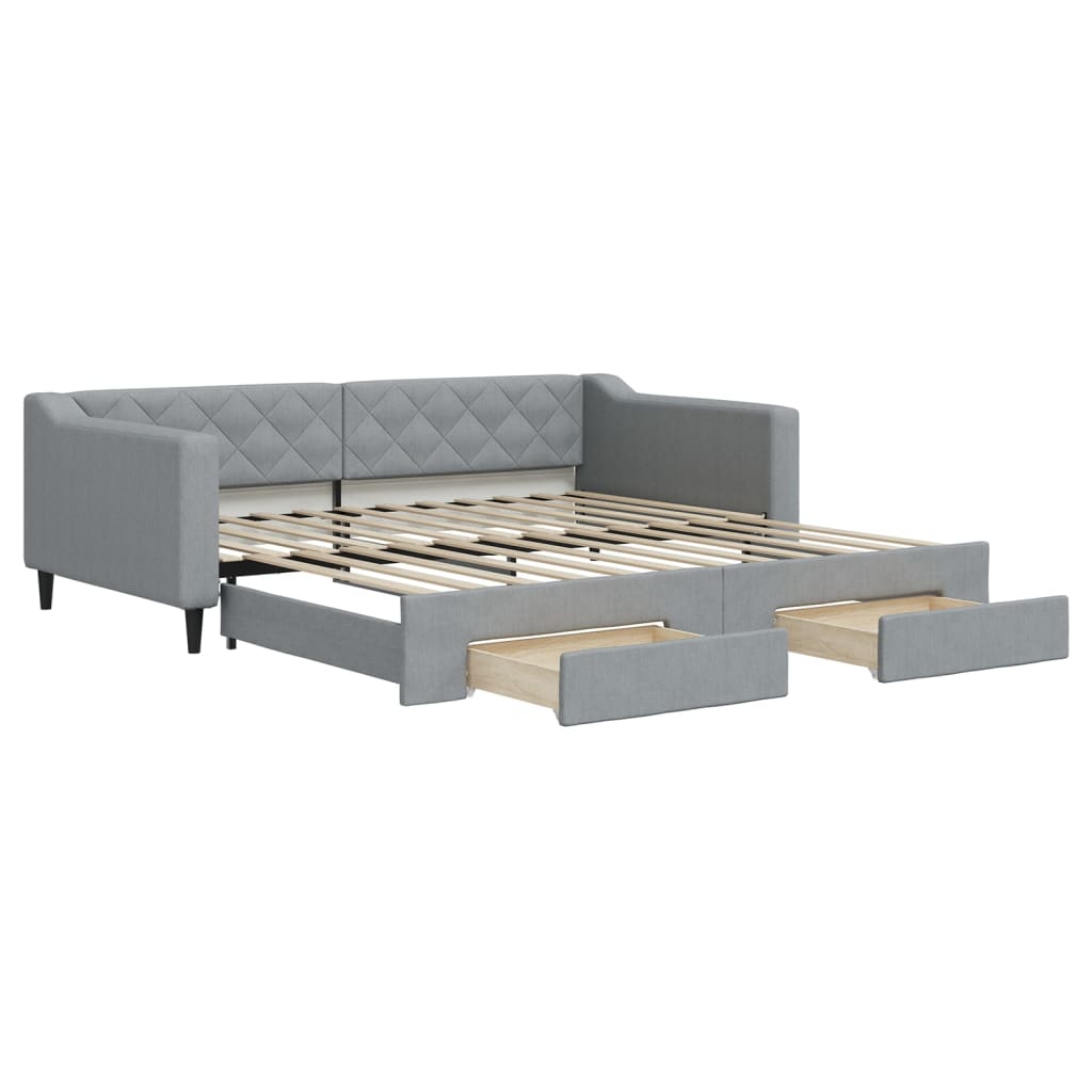 Vidaxl Sofa Rozsuwana Z Szufladami, Jasnoszara, 100X200 Cm, Tkanina