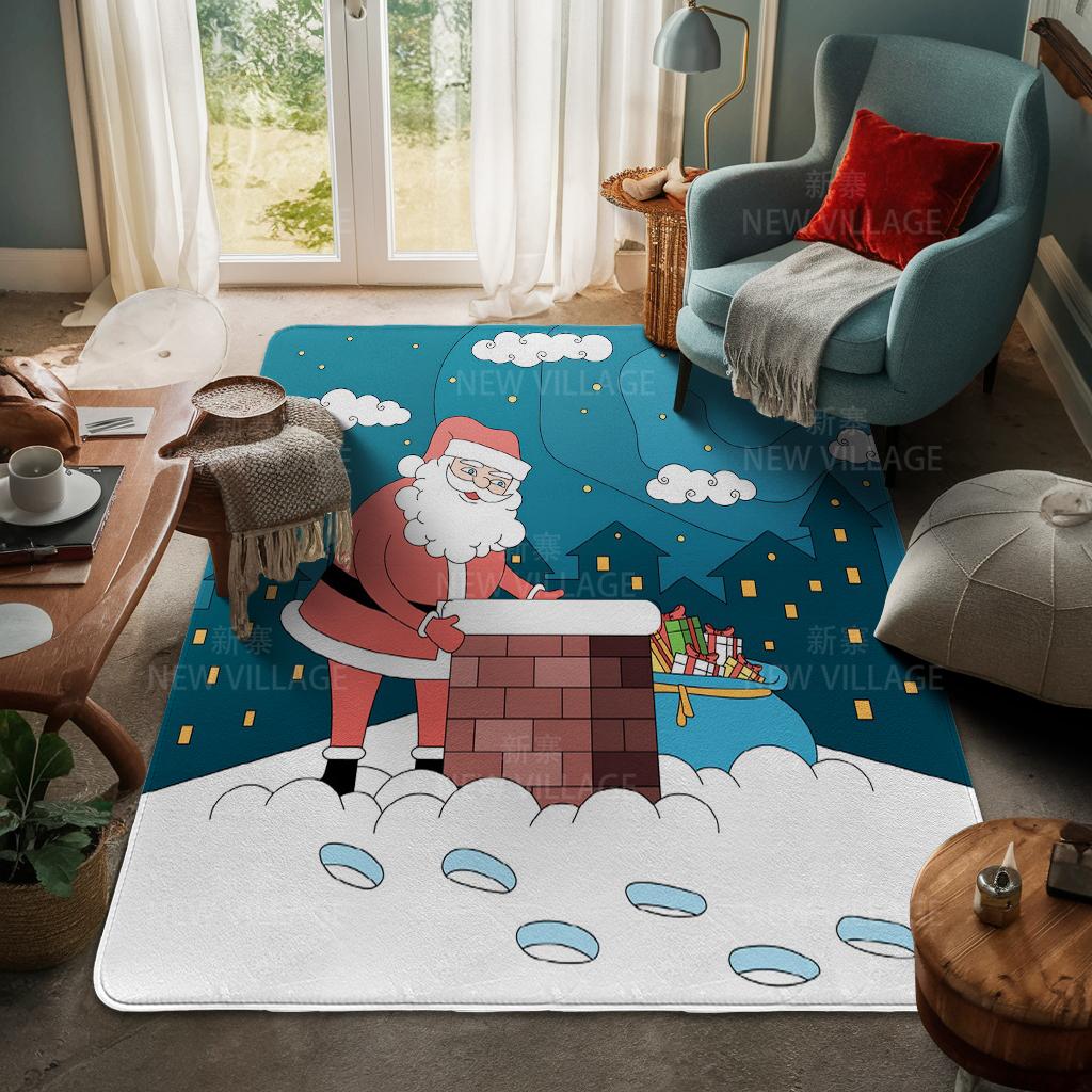 House Entrance Carpet Home Door Mat Living Room Bath Foot Bathroom Non-slip Water Absorption Rugs Bath Merry Christmas Winter
