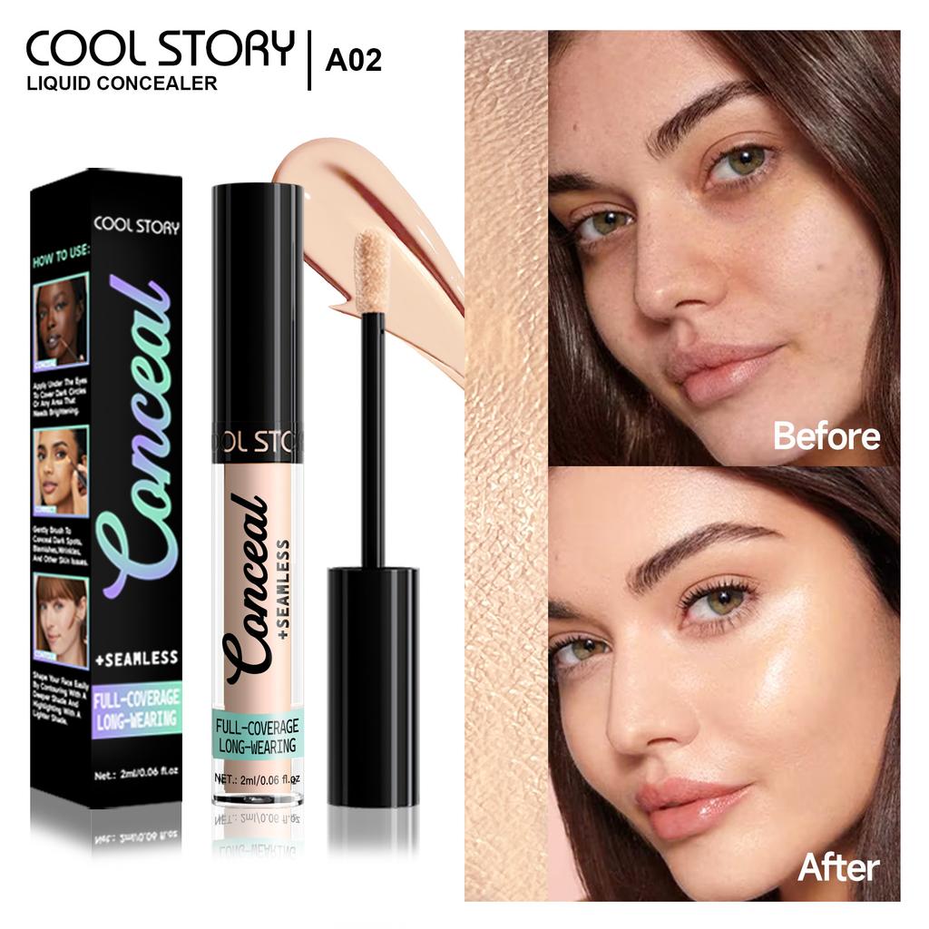 Concealer Covers Acne Marks, Dark Circles, Spots, Tattoos, Scars, Contouring Foundation, Long-lasting Waterproof and Quick-drying Liquid Concealer
