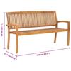 Garden Bench 3 Seater Stackable 159 cm Solid Teak Wood