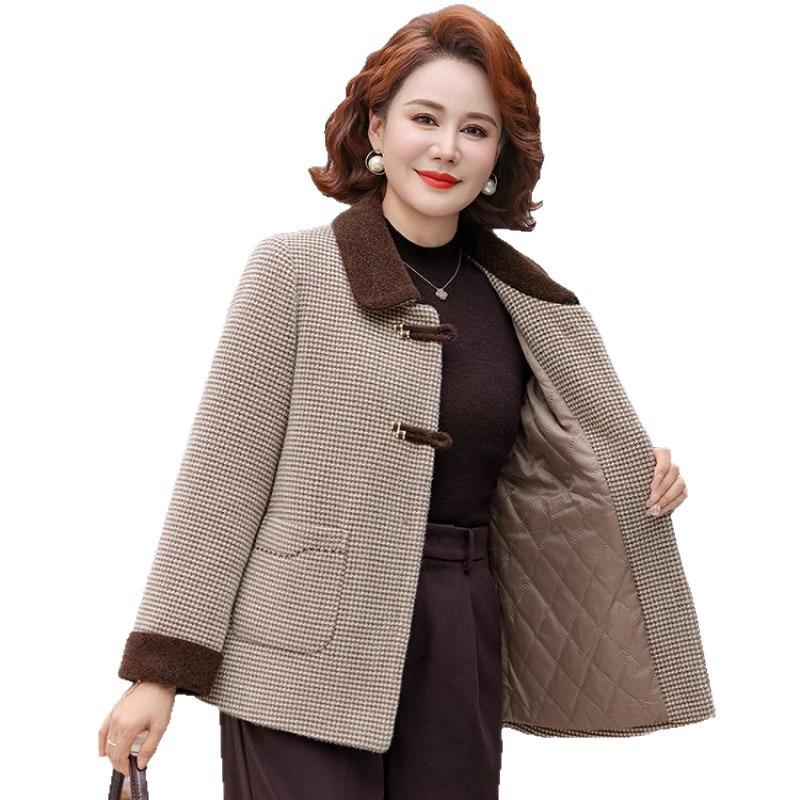 Wool Jacket New Autumn and Winter Lapel Neck Noble Jacket Women's Woolen Coat