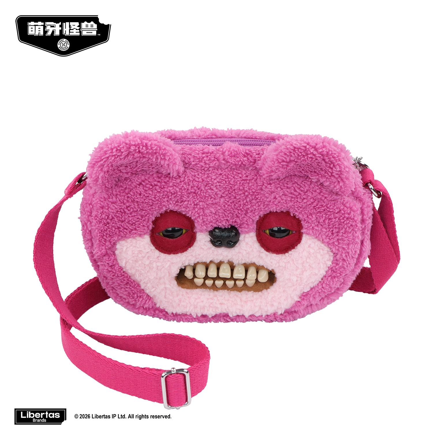 Funny Ugly Monster Plush Shoulder Bag Crossbody Purse With Teeth Cute Weird Doll Toy Handbag