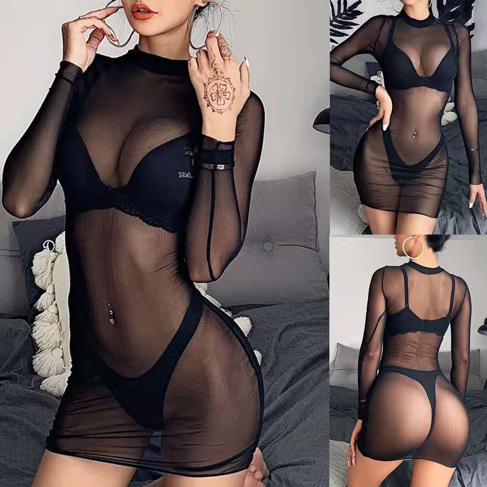 Bikini Sexy See-through Long Sleeve Beach Summer Party Swimwear Sexy Lingerie Bikini Long Sleeve Sexy See-through Swimwear