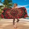 Bunt gemustertes Schwarz-Rot Mandala Strandtuch Groß Schnelltrocknendes Handtuch Geeignet für Strand Pool Yoga Handtuch Sommergeschenk für Freunde