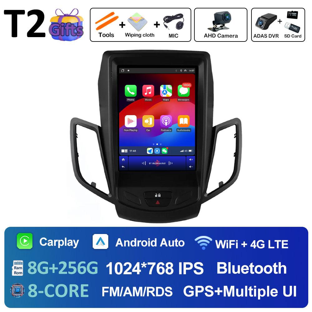 Wireless Carplay DSP Stereo For Ford Fiesta MK7 2009 2010 2011 2012 2013 2014 2015 2016 Android 14 Cooling fan GPS Navigation BT