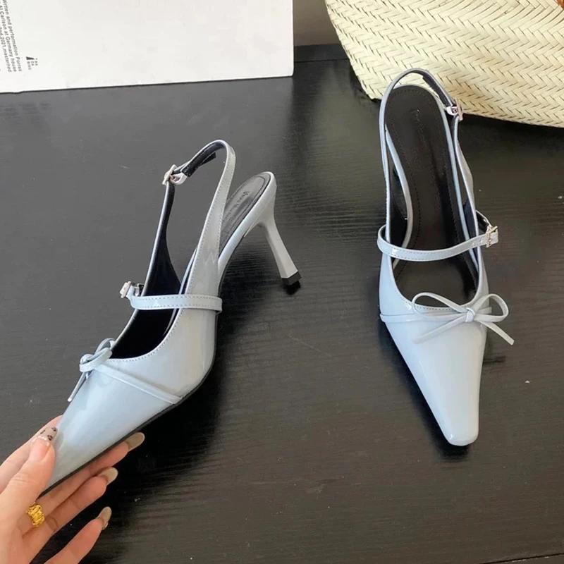 Fashion Bow High Heeled Sandals Women Pointed Toe Sexy Shoes Elegant Woman Slippers Summer 2025 Dress Luxury Pumps Fashion Ladies Shoes