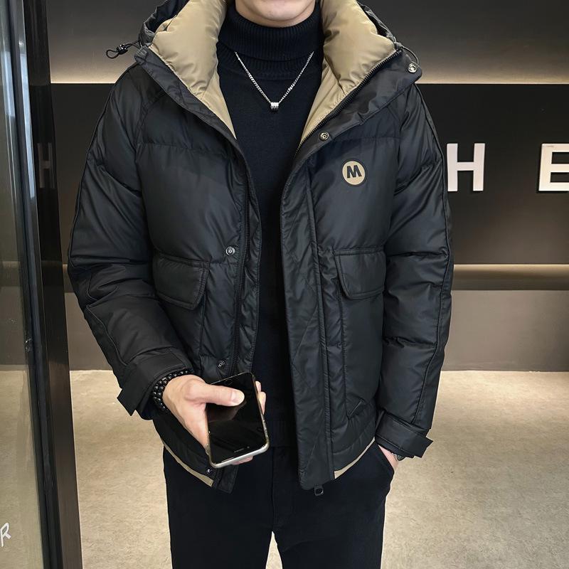 

Men s Winter 2025 Korean Style Hooded Down Jacket - Trendy, Thick, Warm Coat by Top Fashion Brand 4XL чорний