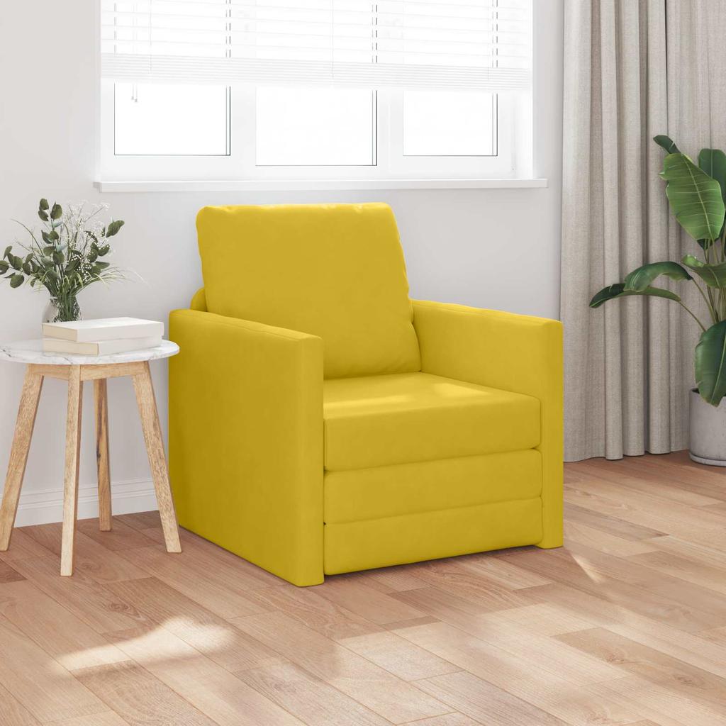 Yellow Velvet Sofa Bed 74 X 77 X 81 Cm