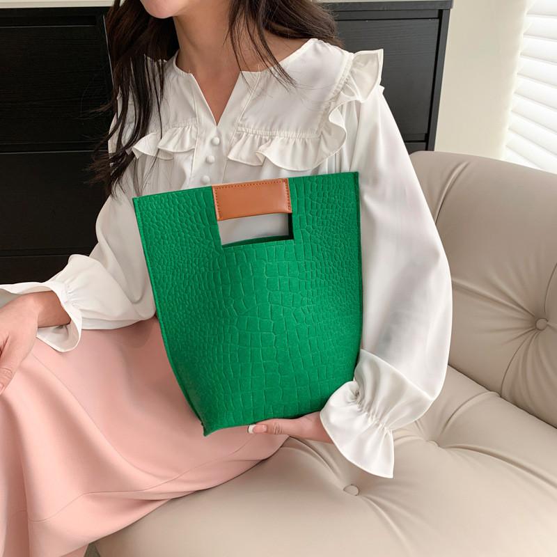 Stylish Women's Tote Bag Summer Trendy Large Capacity Handbag In Black Green Orange Fuchsia And Khaki