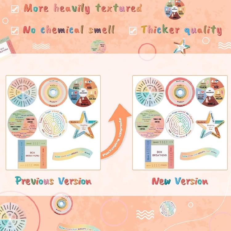 8/9 Pcs Textured Calm Sticker Anxiety Calming Sticker Anxiety Sensory Sticker Stress Relief Sticker for Office