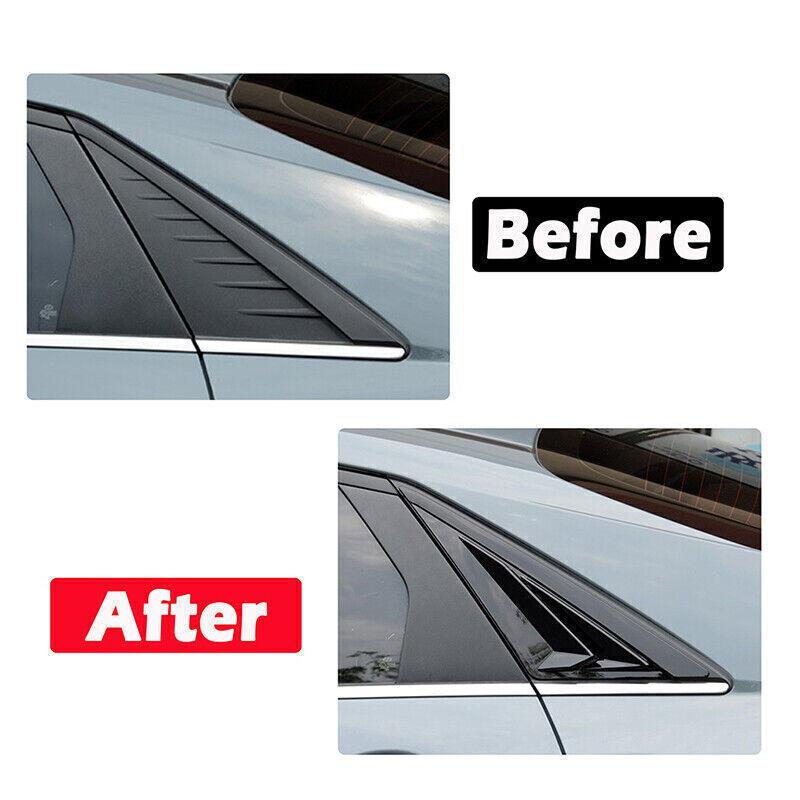 For Hyundai Elantra   Car Rear Louver Window Side Shutter Cover Trim Sticker Vent Scoop ABS Carbon Fiber Gloss Black
