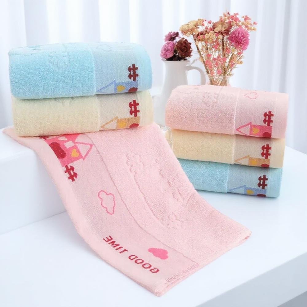 Pure Cotton Children's Towel 25x50cm Soft Absorbent Baby Face Wash Towel for Kids School Home Use