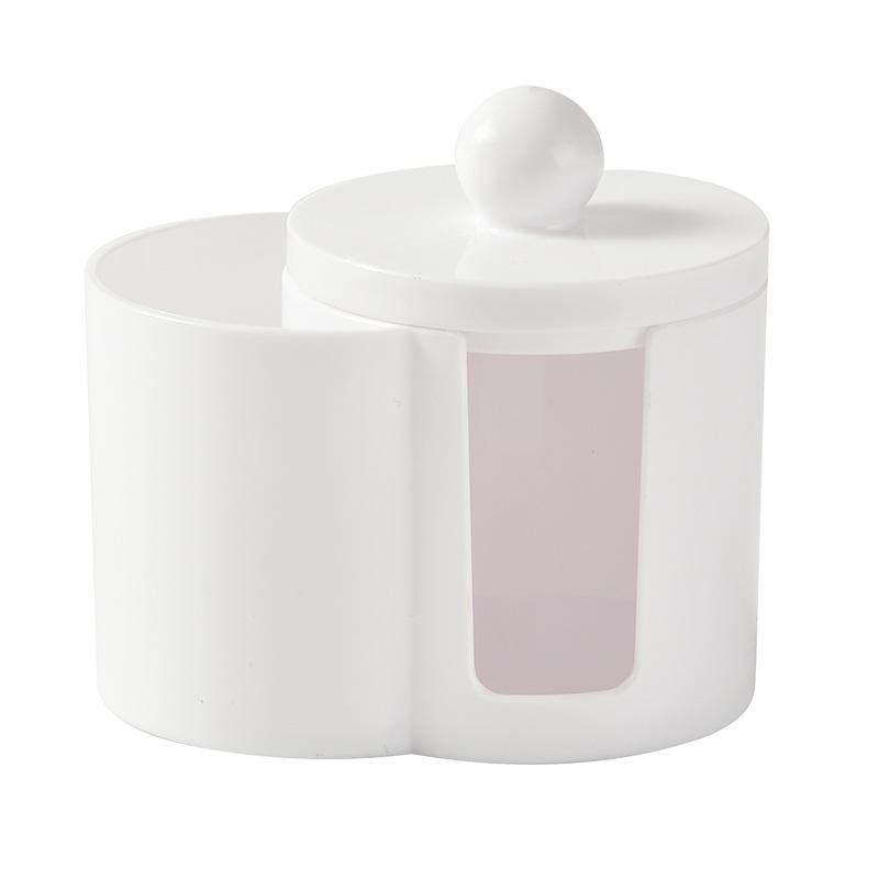 1pc Large Capacity Dustproof Cosmetic Organiser Cotton Swab Organiser,Bamboo Lid,Portable Cotton Swab and Powder Puff Holder
