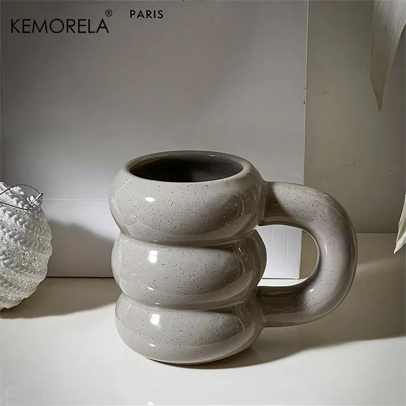 KEMORELA 420ML Sötmunk Keramisk Mugg Med Handtag Nordisk Stil Kreativ Stor Kapacitet Kaffekopp Enkel Par Vattenkopp Gåva