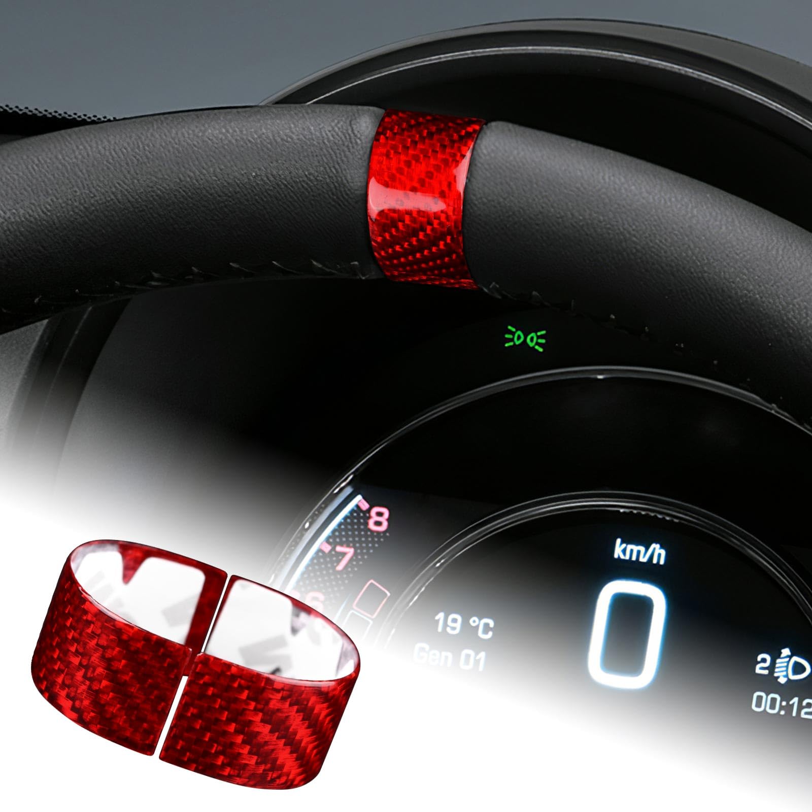 

AIRSPEED Real Hard Carbon Fiber Steering Wheel Ring Sticker Frame for Fiat 500 Abarth 595 595C 2021 2022 Interior Stylish Custom Includes Perfect