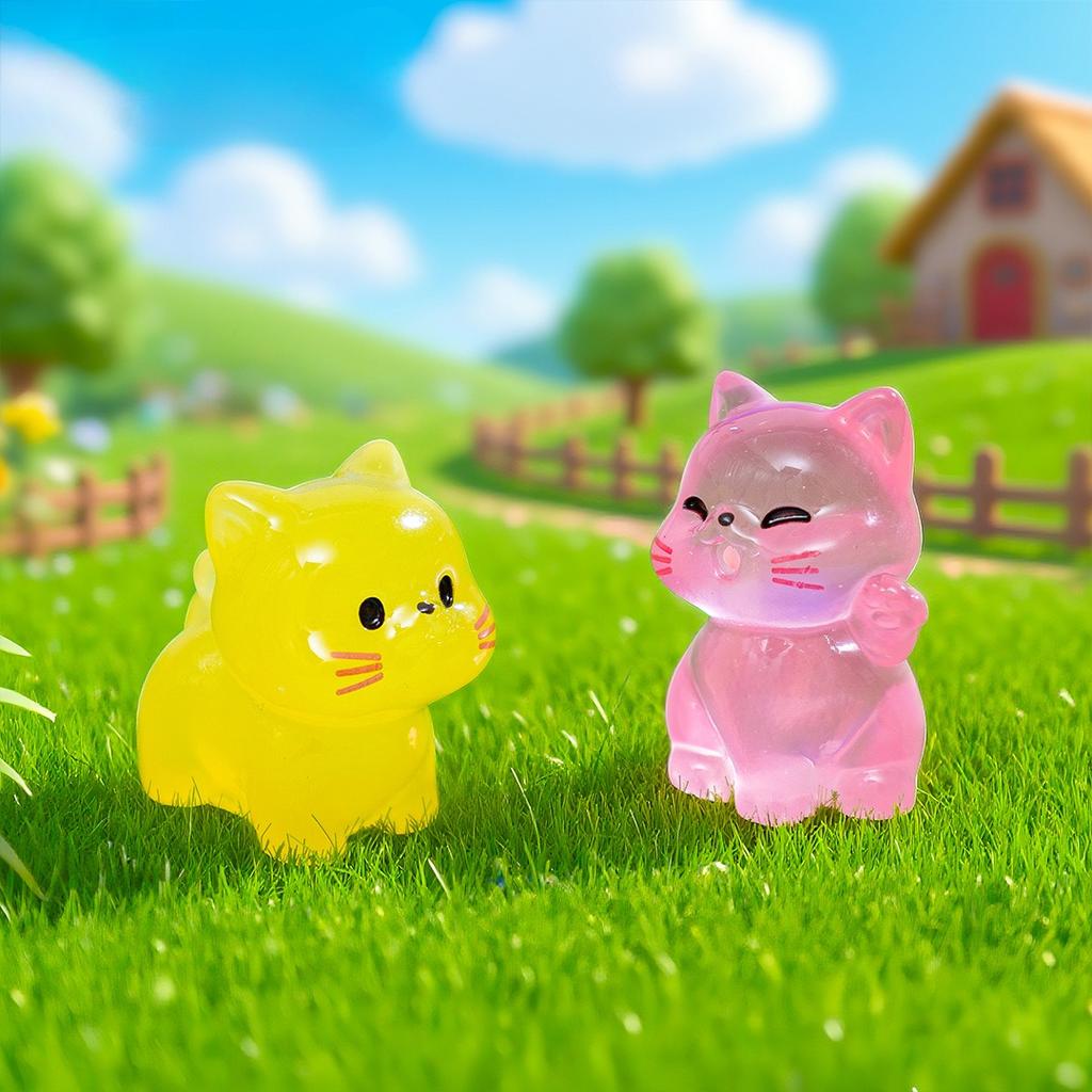 10-100 Stück Leuchtende Mini-Harzkatzen Kleine Kätzchen-Figuren für Feengarten Landschaft Aquarium Topfpflanze Streichspiel DIY-Dekoration