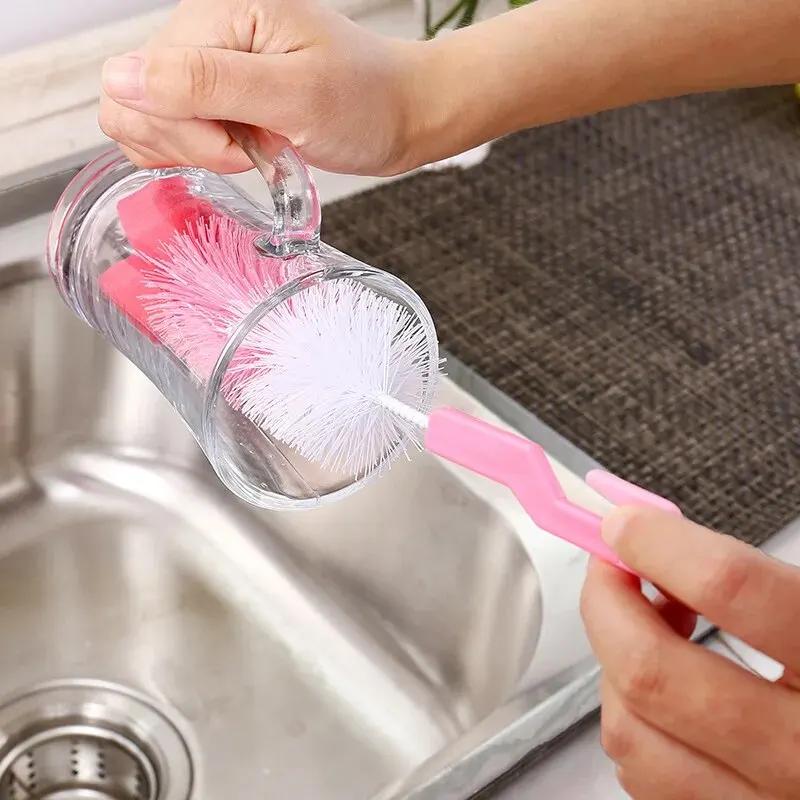 1/2pcs Baby Bottle Brush Multi-Purpose Long Handle Fine Hair Sponge Cleaning Brush Household Dishwashing Cup Washing Cleaning To