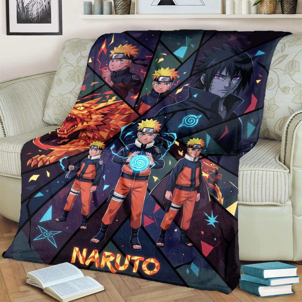Anime-Naruto Print Blanket Warm Comfortable Flannel Blanket for Bedrooms, Sofas, Beds, Chairs, Picnics, Travel -LXR63