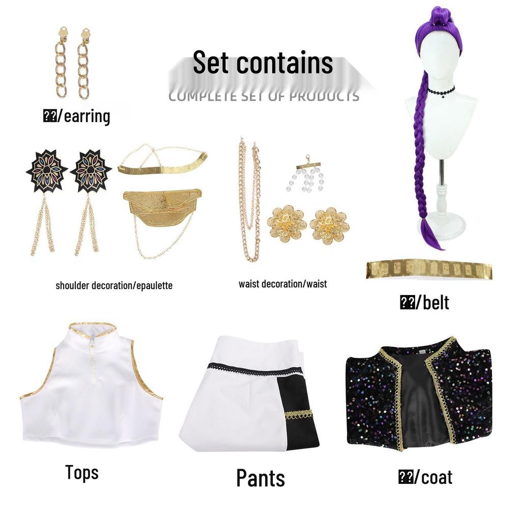 Costume de Cosplay Anime Chasseur de Démons - Tenue de Performance Noire et Or pour Lumi, Zoe, Mila