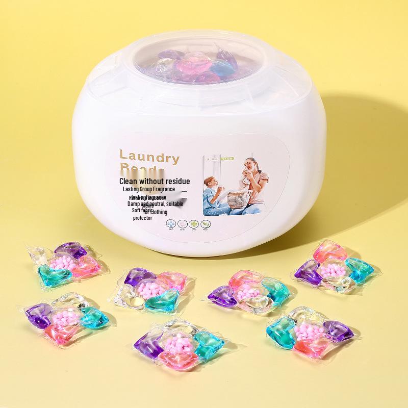 Five-in-One Laundry Pods: Long-Lasting Scent, Stain Removal, Softening, and Concentrated Detergent Beads.