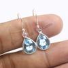 Natural Blue Topaz Earrings, Handmade Earrings, 925 Sterling Silver, Teardrop Blue Topaz Earrings, Gift for her, Dangle-Drop Earrings