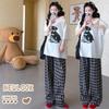 2026 Summer Maternity Set: Loose One-Shoulder Cotton Tee + Plaid Pants