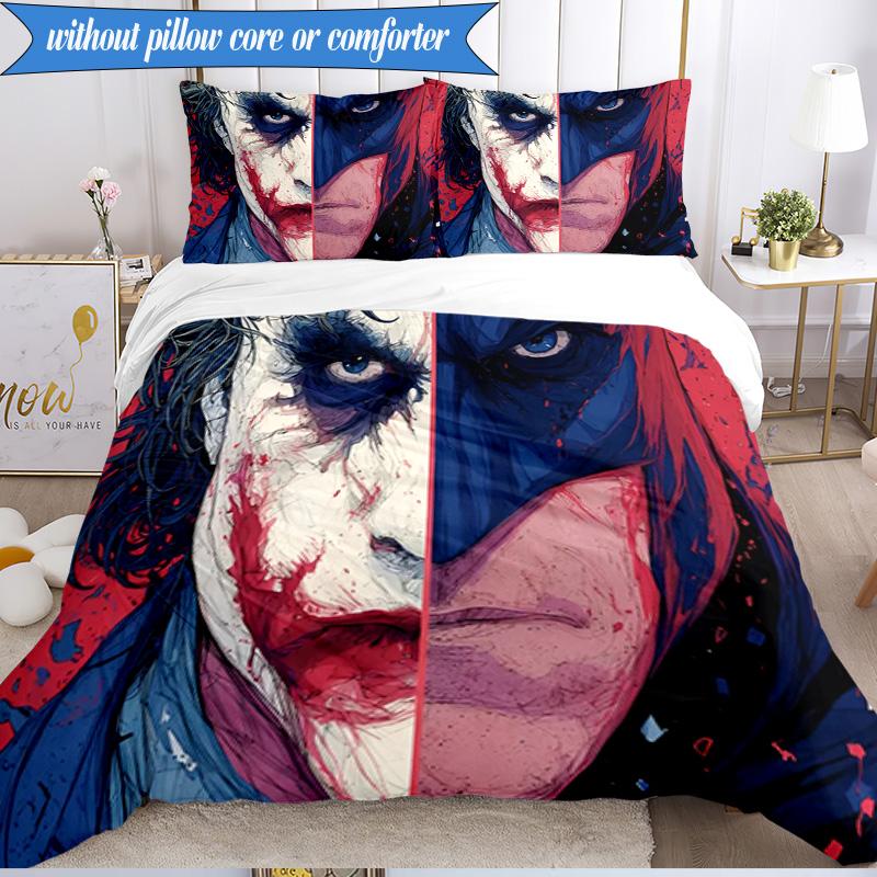 3PCS Clown Bedding Set Duvet Cover Closure Includes 1 Duvet Cover & 2 Pillowcases for All Seasons Bedroom Decor Christmas Fan gifts