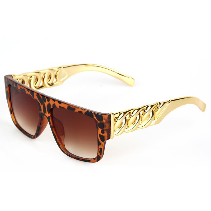 47956 Luxury Gold Chain Sunglasses Men Women Fashion Shades Uv400 Vintage Glasses Brand Designer Male Golden Sun Glasses Uv400