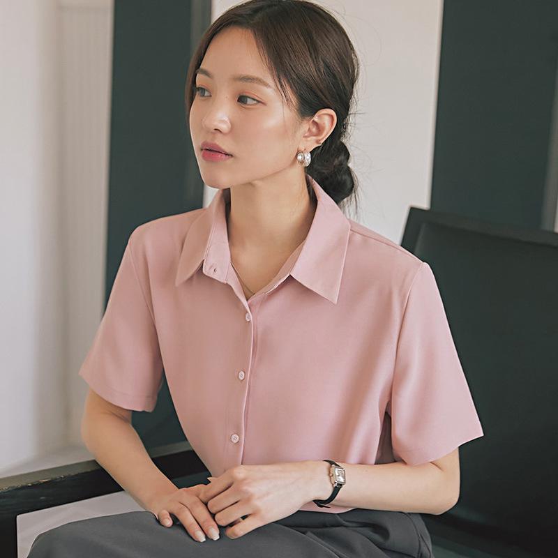 Women's Slim Fit French Drape Solid Color Summer Blouse