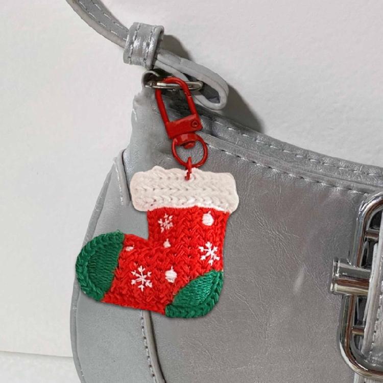 Plush Weaving Christmas Ornaments Bag Keychains Fashion Hanging Decorative for Family Gatherings
