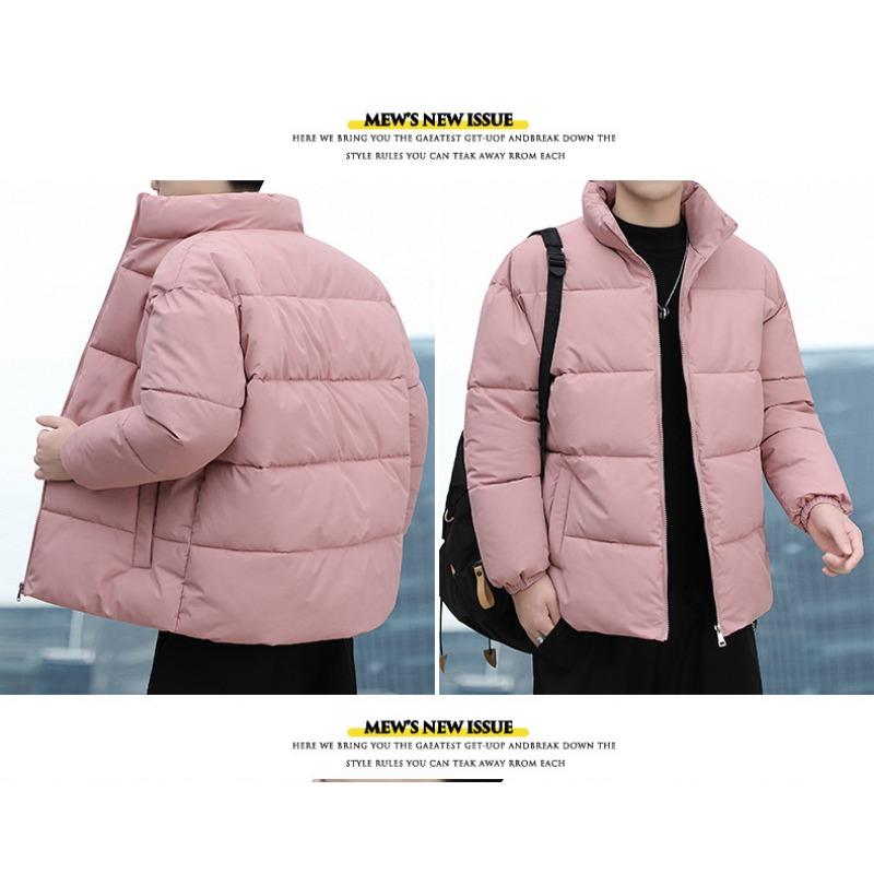 Mens Thickened Stand Collar Warm Casual Loose Winter Cotton Padded Jacket