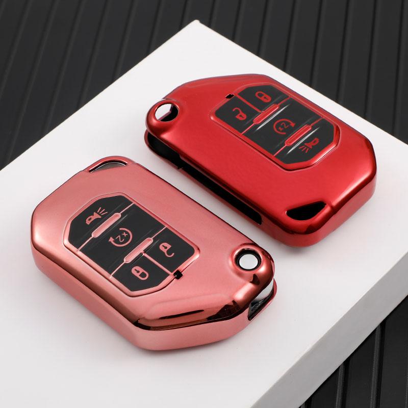 CLW1 Soft TPU Key Shell Fob Holder Cover Remote Protector Case for Jeep Wrangler JL TJ Gladiator JT 2018 2019 Keychain Protector