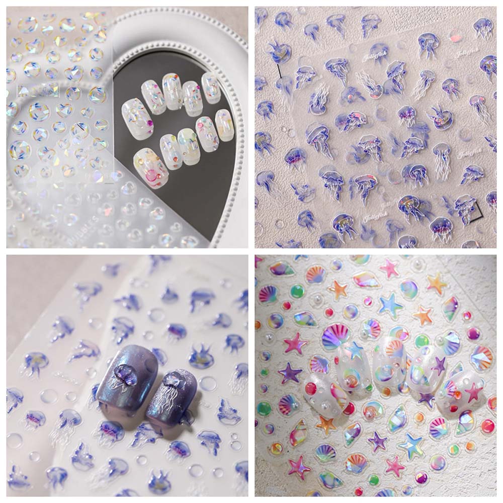 

Starfish Ocean Nail Stickers Sea Jellyfish Ocean Nail Decorations Summer Beach