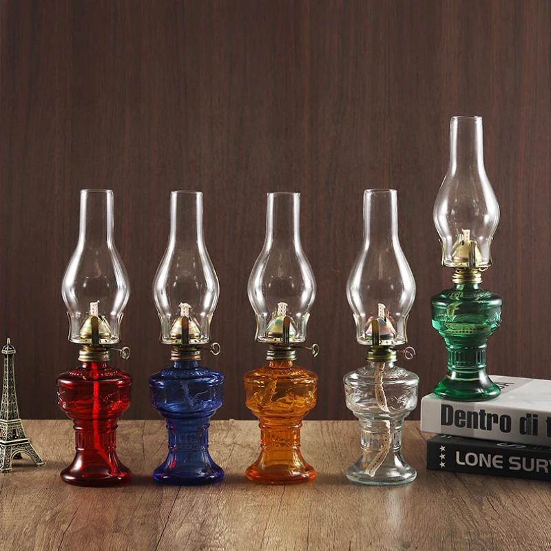 Rural Oil Lamp Lantern Glass Kerosene Lamp Retro Indoor Oil Lamp Home Decoration Lighting Oil Lamp