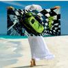 Custom Name Ultra-Soft Beach Towel with Racing Theme,Ideal for Pool - Camping, Diving - Perfect Travel Essential, Vibrant Beach Towel.