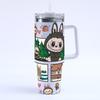 Cartoon pattern Labubu 40oz car cup 304 stainless steel thermos cup Labubu car straw Bingba cup