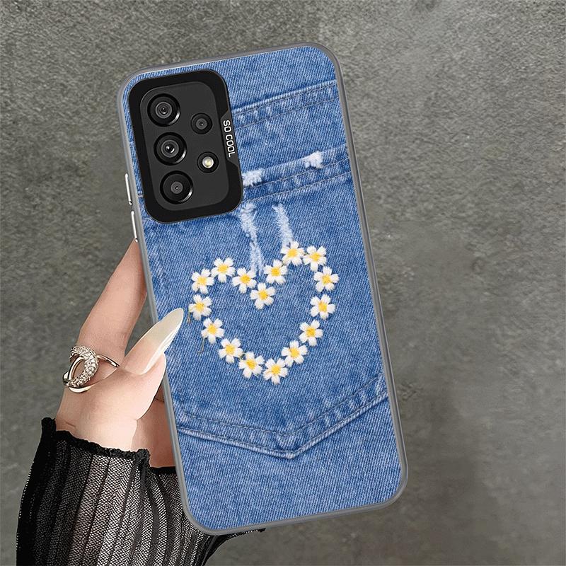 Retro Denim Pattern Soft Phone Case for Samsung A17 A16 A15 A14 A13 A57 A56 A55 A54 A53 A37 A36 A35 A34 A33 A26 A25 A24 A23 A52