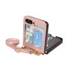 New Model Is Suitable for Samsung Z Flip5 Mobile Phone Case Folding Flip4 Crossbody Mobile Phone Leather Case Card Protection Case