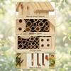 Bee House Hotel & Butterfly House With Stake, Handcrafted Wooden Hotel, Natural Insect Habitat For Garden, Patio, Or Yard, Attracts Pollinators,