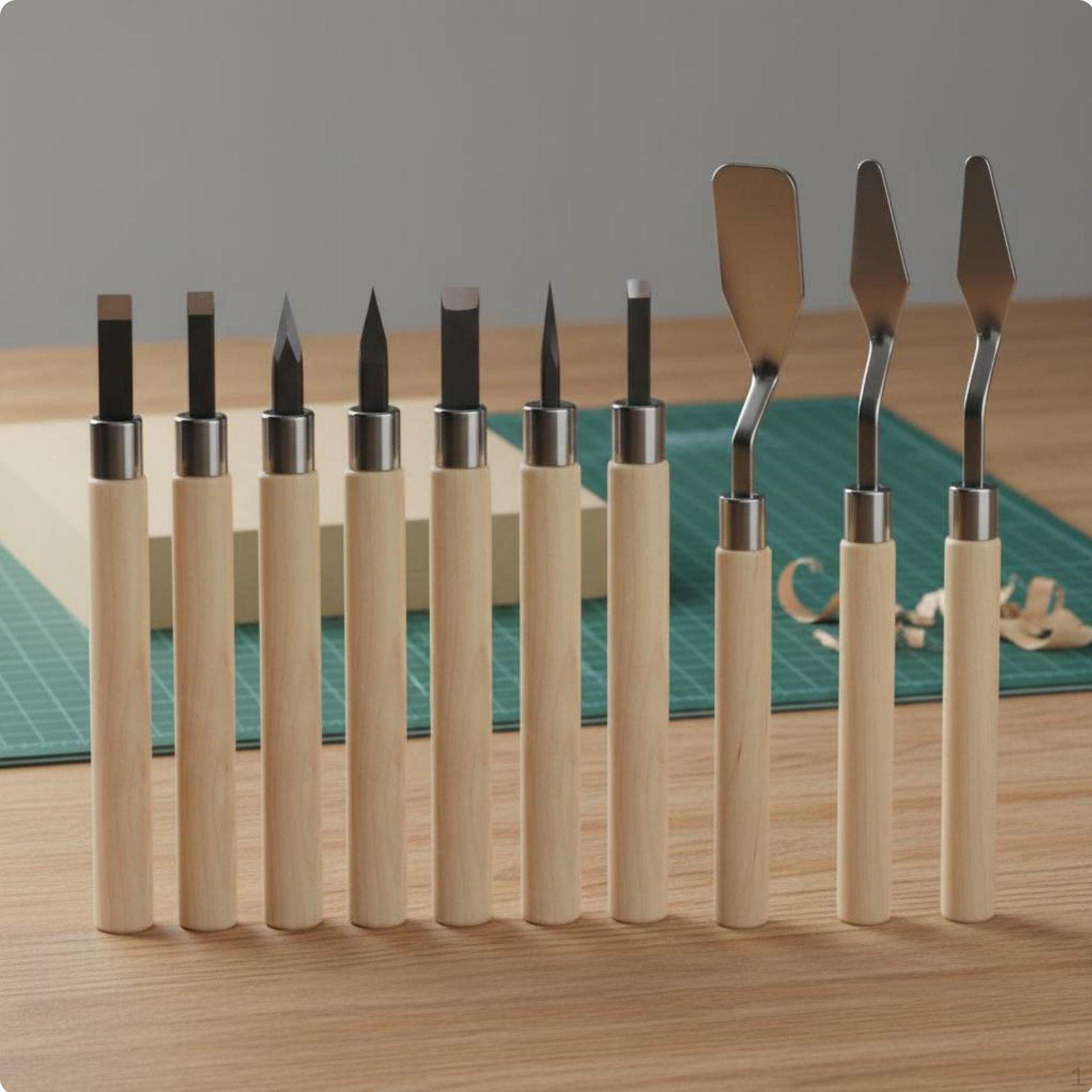 9 Pieces Linoleum Carving Kit Precision Linocut Printmaking RustResistant Stainless Steel Lino