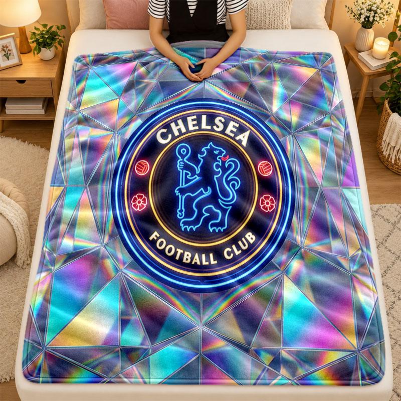 Flannel BlanketChelsea FC Warm Soft Throw Blanket for Indoor Sofa Bed Living Room Use
