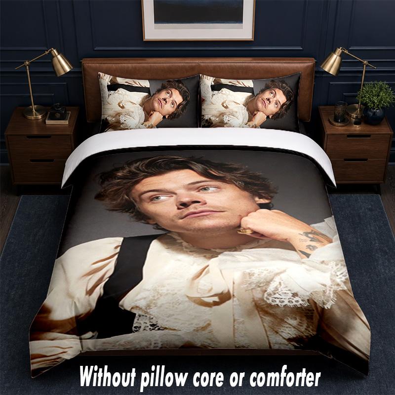 Harry Styles Design Bed Bedding Set 1 Duvet Cover + 2 Pillowcases Soft Breathable Household Bed Linens