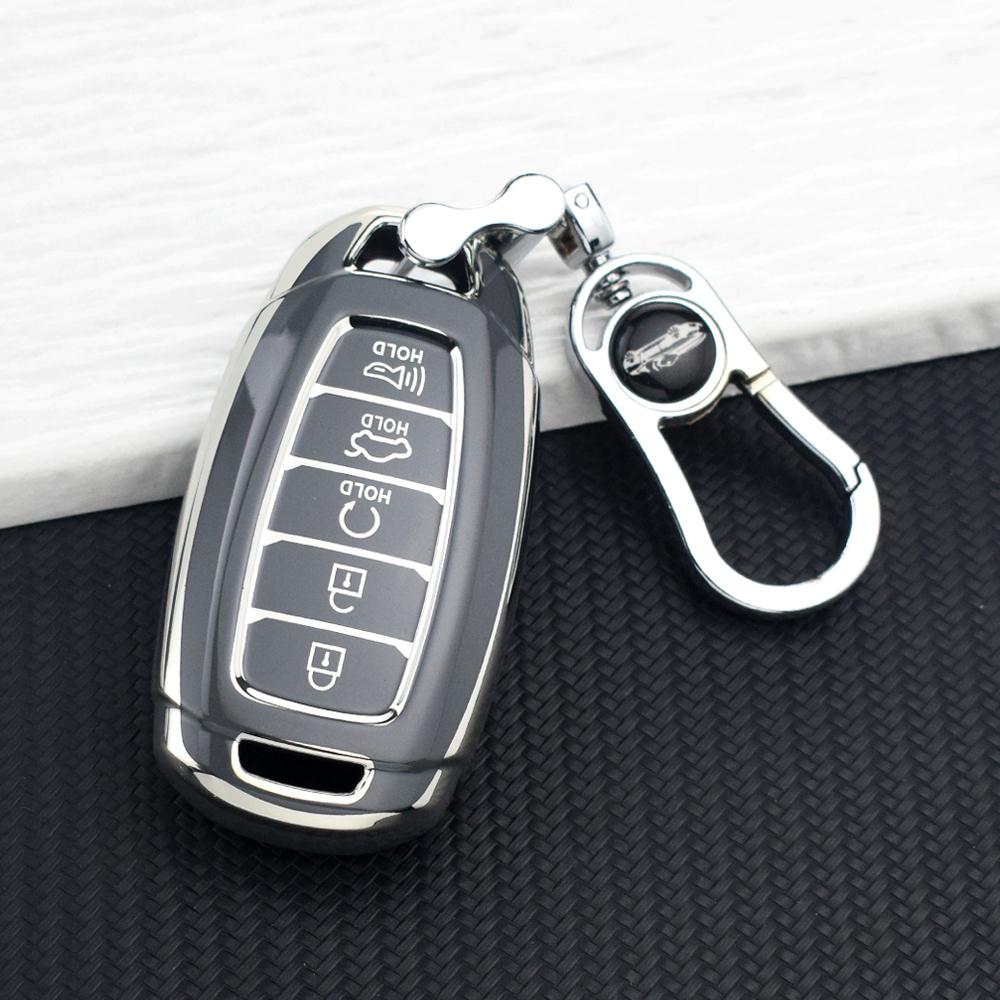 3/4/5 Buttons TPU Key Case Fob for Hyundai Santa Fe KONA I30 Accent Ix35 Encino Solaris Azera Grandeur Ig Palisade Key Chain Set
